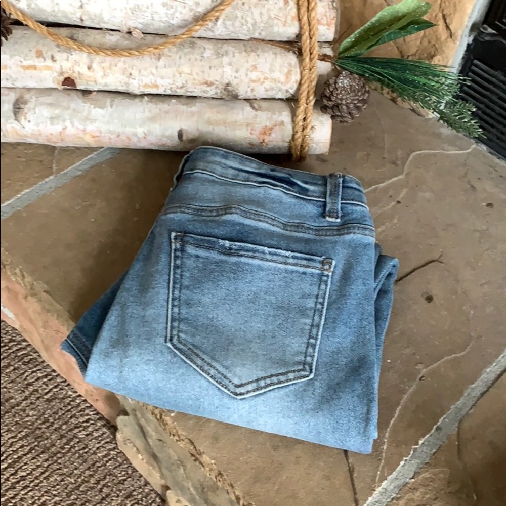 High rise skinny distressed jeans